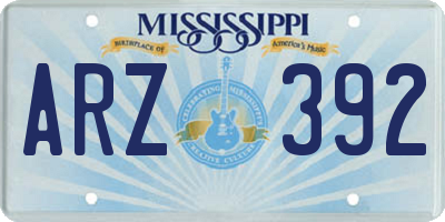 MS license plate ARZ392