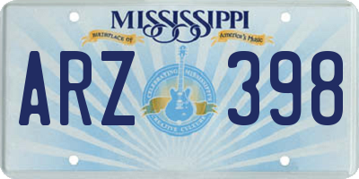 MS license plate ARZ398