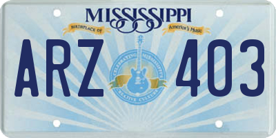 MS license plate ARZ403