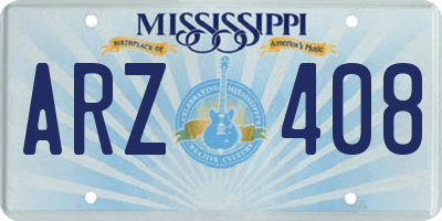 MS license plate ARZ408