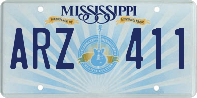 MS license plate ARZ411