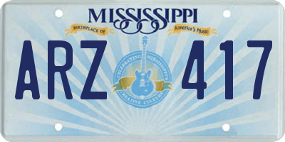 MS license plate ARZ417
