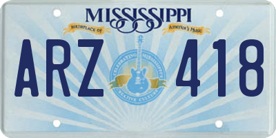 MS license plate ARZ418