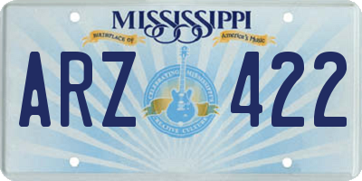 MS license plate ARZ422