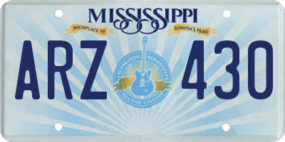 MS license plate ARZ430