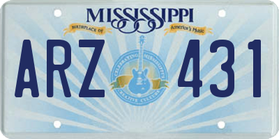 MS license plate ARZ431