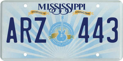 MS license plate ARZ443