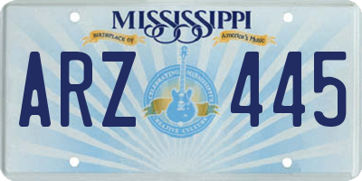 MS license plate ARZ445