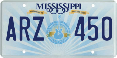 MS license plate ARZ450