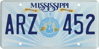 MS license plate ARZ452