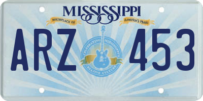 MS license plate ARZ453