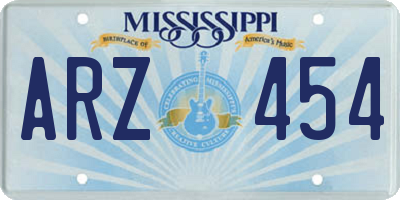 MS license plate ARZ454