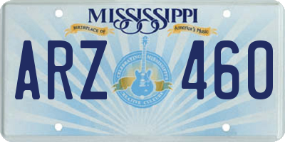 MS license plate ARZ460