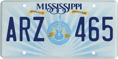 MS license plate ARZ465