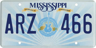 MS license plate ARZ466