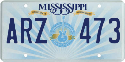 MS license plate ARZ473