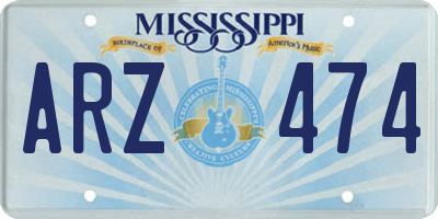 MS license plate ARZ474