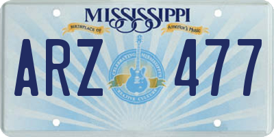 MS license plate ARZ477