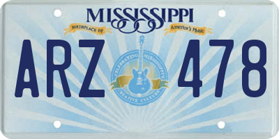 MS license plate ARZ478