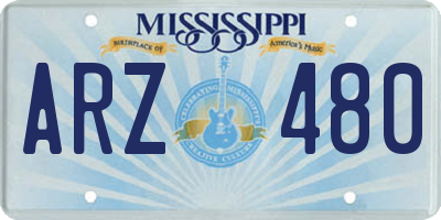 MS license plate ARZ480
