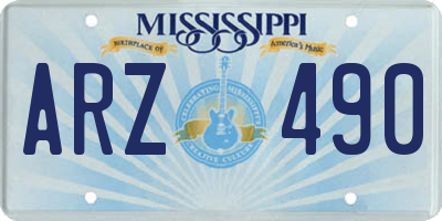 MS license plate ARZ490
