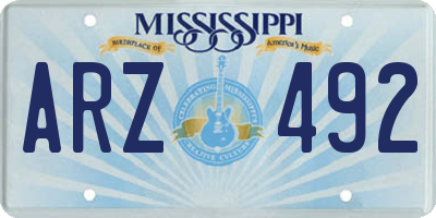MS license plate ARZ492