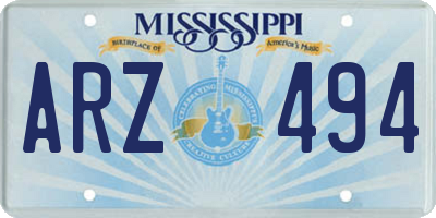 MS license plate ARZ494