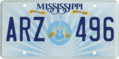 MS license plate ARZ496