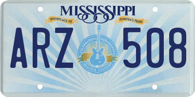 MS license plate ARZ508