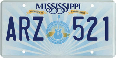 MS license plate ARZ521