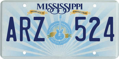 MS license plate ARZ524