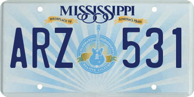 MS license plate ARZ531