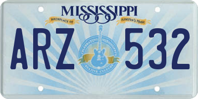 MS license plate ARZ532