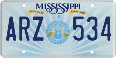 MS license plate ARZ534