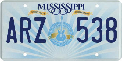 MS license plate ARZ538