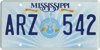 MS license plate ARZ542