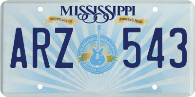 MS license plate ARZ543