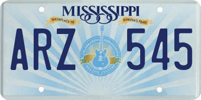 MS license plate ARZ545