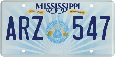 MS license plate ARZ547