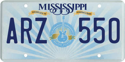 MS license plate ARZ550