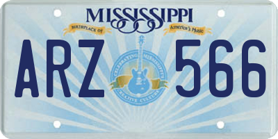 MS license plate ARZ566