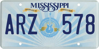 MS license plate ARZ578