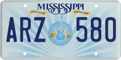 MS license plate ARZ580