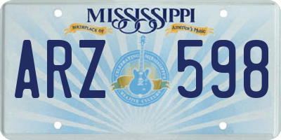MS license plate ARZ598