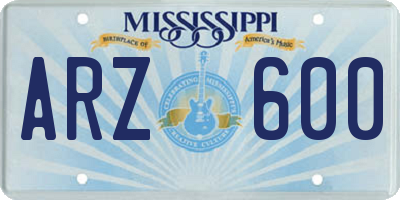MS license plate ARZ600