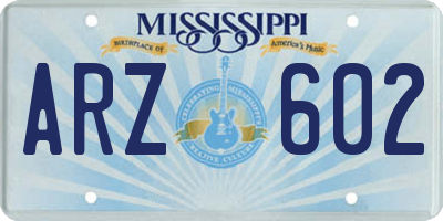 MS license plate ARZ602