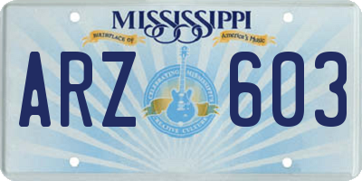 MS license plate ARZ603