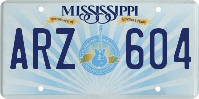 MS license plate ARZ604