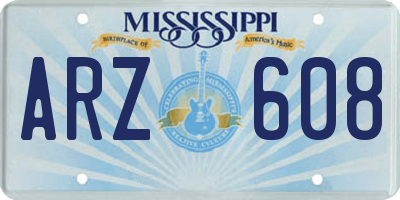 MS license plate ARZ608