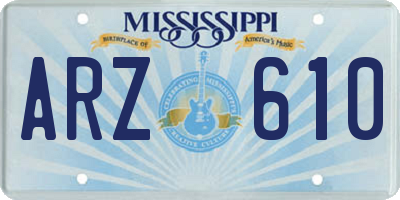 MS license plate ARZ610